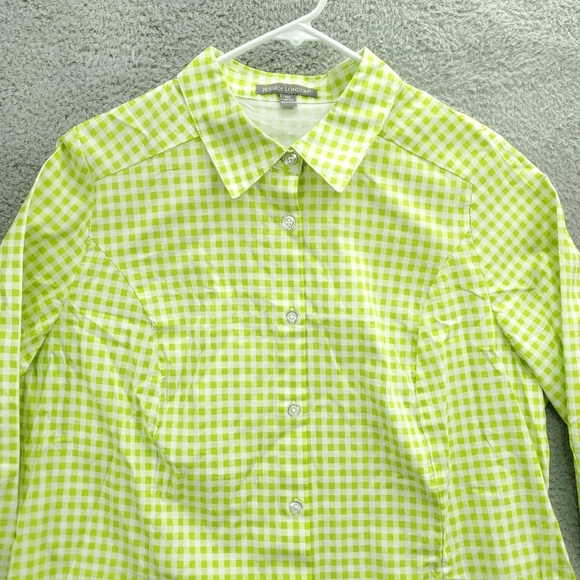 Jessica London Poplin Tunic Button Up Shirt Women's Plus Size 18W Plaid Green - Picture 3 of 13